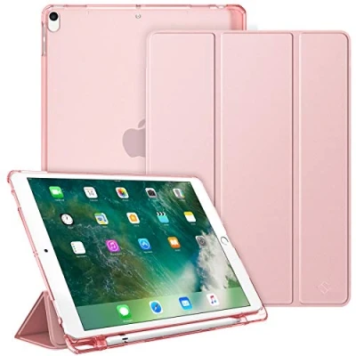 Abbildung von Fintie Hülle mit Pencil Halter für iPad Air 10.5&quot; 2019 (3. Generation) / Pro 2017 Ultradünn Superleicht Schutzhülle transparenter Rückseite Abdeckung, Auto Sleep/Wake, Roségold