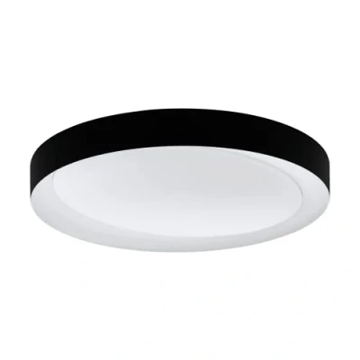 Abbildung von EGLO LED Deckenleuchte Laurito, Deckenlampe mit Fernbedienung, Lichtfarbe einstellbar (warmweiß kaltweiß) dimmbar, Nachtlicht, Wohnzimmerlampe in Schwarz, Weiß