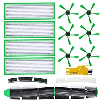 Abbildung von Ersatzteile für Vorwerk Kobold VR200 VR300 Roboterstaubsaugerzubehör Hepafilter Allergiefilter und Seitenbürsten Hauptbürste 14 Stück