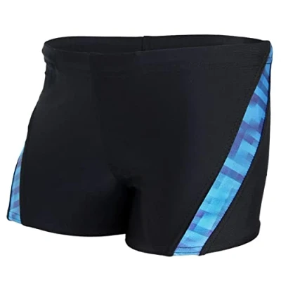 Abbildung von Aquarti Jungen Schwimmhose Kontrastfarbige Einsätze, Farbe: Schwarz/Blau, Größe: 164