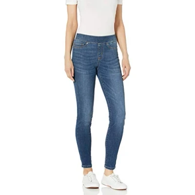 Abbildung von Amazon Essentials Damen Pull On Stretch Jeggings mit mittelhohem Bund (in Übergrößen erhältlich), Mittelblau, 40 Lang