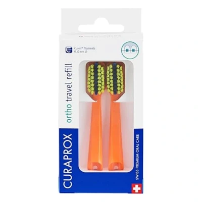 Abbildung von Curaprox CS 5460 ortho travel refill, brush heads for toothbrush, duo pack, orange