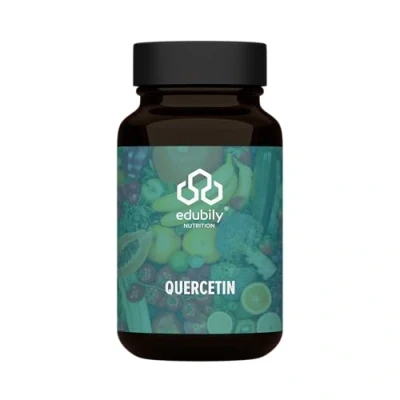 Abbildung von edubily nutrition® Quercetin hochdosiert 600 mg pro Kapsel Vegan Deutsche Qualität Ohne unerwünschte Zusätze 90 Kapseln