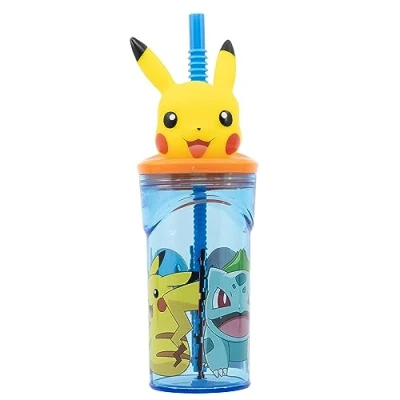 Abbildung von Stor WIEDERVERWENDBARER KINDERBECHER AUS BPA FREIEM KUNSTSTOFF 430 ML MIT 3D FIGUR AUF DEM DECKEL POKEMON DISTORSION