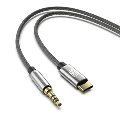 Abbildung von JAMEGA USB C Klinke Aux Kabel 1m Typ auf 3.5mm Klinkenkabel Stereo Auto Nylon kompatibel mit Huawei P30 Pro/P40 Pro/P20/Mate 30/Mate 20, Samsung S20/20+/S10/Note 10/S9/S8 uvm