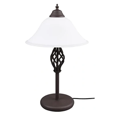 Abbildung von Trio Leuchten Tischleuchte Rustica 501000224, Metall rostfarbig, Glas weiß matt, exklusiv 2x E14