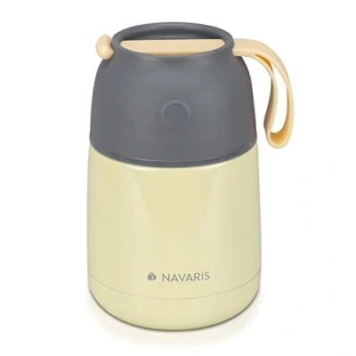 Abbildung von Navaris 450ml Thermobehälter für Essen Edelstahl Warmhaltebox Suppe Speisen Babybrei Thermo Behälter Isolierbehälter auslaufsicher Thermobecher gelb