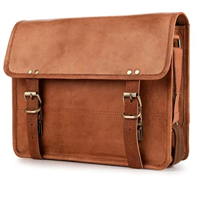 Abbildung von Berliner Bags Vintage Umhängetasche York M aus Leder, Messenger Bag mit Laptopfach für Damen und Herren Braun