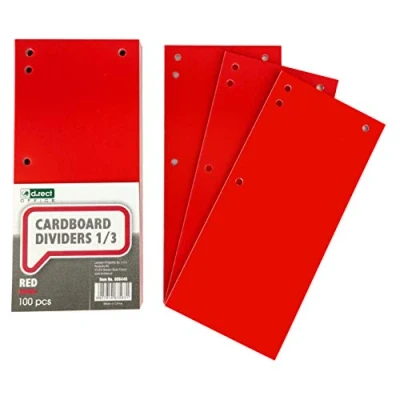 Abbildung von D.RECT 100er Pack Karton Trennstreifen. 11x24cm Trennlaschen Trennblätter Ordner Register 160g/m² Rot 009445