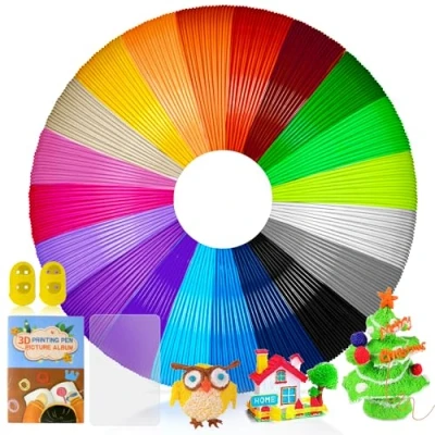 Abbildung von AFXXE 3D Stift Filament PLA, 20 Farben, je 10m Pen 1.75mm mit Vorlagen Set für Kinder &amp; Erwachsene, Zubehör Schablonen ODRVM, Tecboss, Lovebay, Drucker