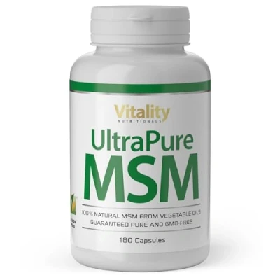 Abbildung von MSM Hochdosiert, Ultra Pure Kapseln 1000 mg Methylsulfonylmethan pro Kapsel (180 Stk) ohne unnötige Zusätze Vitality Nutritionals by VitaminExpress