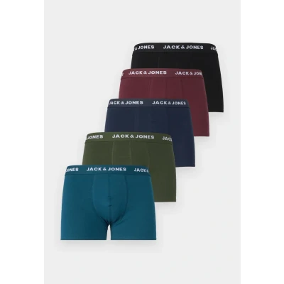 Abbildung von Jack &amp; Jones Jacteo Trunks 5 PACK Boxershorts, Herren, Größe: Small, Navy/vineyard wine/black/kombu green/legion blue