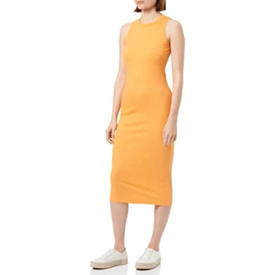 Abbildung von VERO MODA Damen VMLAVENDER SL Calf Dress NOOS Kleid, Mock Orange, M