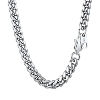 Abbildung von PROSTEEL Herren Panzerkette 51cm Halskette Edelstahl 10mm breit massiv Schwer Kubanische Gliederkette silber Hip Hop Street Style Schmuck für Männer Jungen