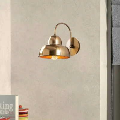 Abbildung von Wandleuchte Doppelkuppel Schwanenhals Berkton Metall Gold Menzzo