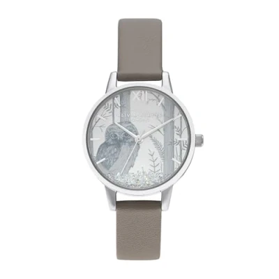 Abbildung von Olivia Burton Analog Quarzuhr für Damen mit Graues Veganes Lederarmband OB16SG10