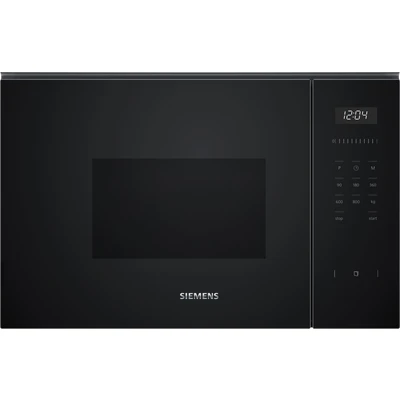 Abbildung von Siemens BF525LMB1 iQ500, Einbau Mikrowelle, 59 x 38 cm, 800W, 20L Garraum Edelstahl, 25,5 cm Drehteller, touchControl Bedienung, Hydrolytische Reinigungshilfe, cookControl 7 Automatikrogramme, Schwarz