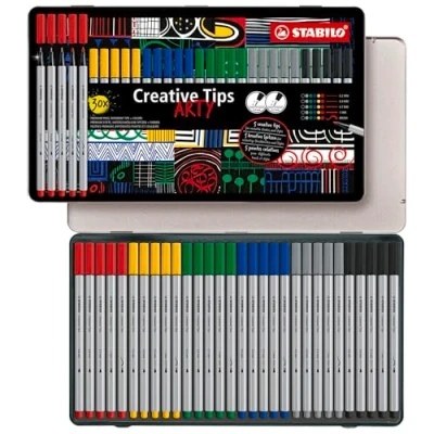 Abbildung von Multi Liner Set STABILO Creative Tips ARTY 30er Metalletui CLASSIC in 6 verschiedenen Farben
