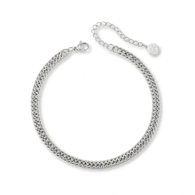 Abbildung von GD GOOD.designs Fußkettchen Panzer für Damen in Silber Wasserfeste Fußkette verstellbar (22 27cm) I Silberner Edelstahl Fußschmuck Frauen