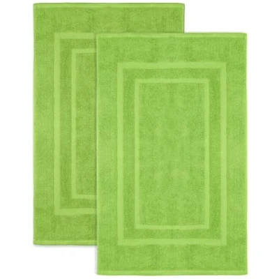 Abbildung von NatureMark 2er Pack Badvorleger Badematte Premium Qualität 100% Baumwolle 50 x 80 cm Duschvorleger Duschmatte Doppelpack (2er cm, Apfel grün)