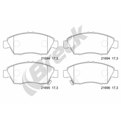 Abbildung von BRECK 21694 00 701 10 Bremsbelagsatz mit akustischer Verschleißwarnung Zubehör HONDA: CRX 3, CIVIC 6 Coupe, Fastback