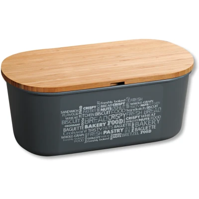 Abbildung von Kesper Brotbox, Material: Melamin, Bambus, Maße: B: 34 x H: 14 T: 18 cm, Farbe: Grau, Braun 58501