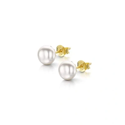 Abbildung von Amberta Damen Ohrringe aus 925 Sterling Silber mit Perlen: 6 7 mm Weiße Perle 18K Vergoldet