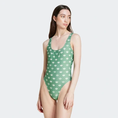 Abbildung von adidas Originals Monogram Badeanzug, Damen, Größe: 44, Preloved green/cloud white