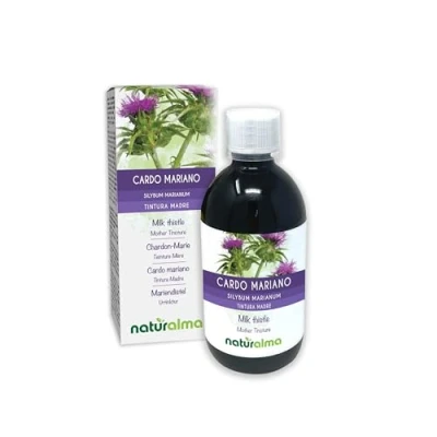 Abbildung von Mariendistel (Silybum marianum) Kraut und Früchte Alkoholfreier Urtinktur Naturalma Flüssig Extrakt Tropfen 500 ml Nahrungsergänzungsmittel Veganer