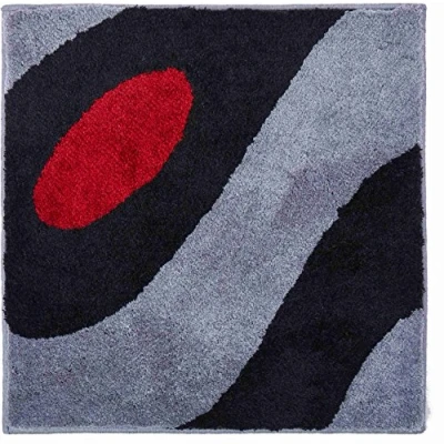 Abbildung von Grund Colani Exklusiver Designer Badteppich 100% Polyacryl, ultra soft, rutschfest, ÖKO TEX zertifiziert, 5 Jahre Garantie, 35, WC Vorlage o.A. 60x60 cm, hellgrau schwarz