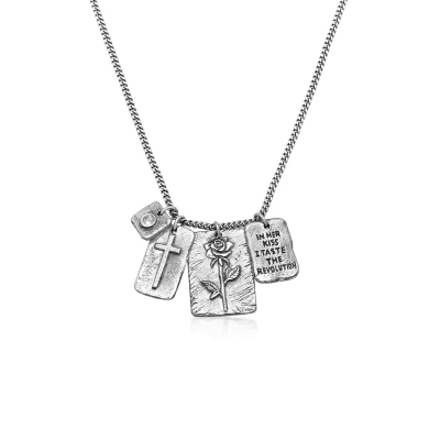 Abbildung von HAZE &amp; Glory Kreuz Kissed BY A ROSE Halskette, Herren, Größe: 55, Silber