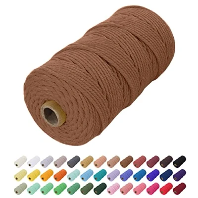 Abbildung von Uiopa Makramee Garn 2mm x 200m, Baumwollkordel Farbig Baumwollgarn Geflochten Baumwollseil, Natürliche Baumwollschnur für Wandbehang, Vorhang, Traumfänger, Hängepflanze, Deko (Karamell)