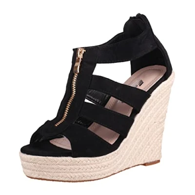 Abbildung von Elara Damen Sandalette Plateau Keilabsatz Chunkyrayan HL82221 Black 37