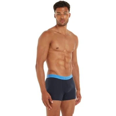 Abbildung von Tommy Hilfiger Herren 3er Pack Boxershorts Trunks Unterwäsche, Blau (Valley Yellow/Blue Spell/Des Sky), S