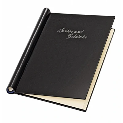 Abbildung von VELOFLEX 4944900 Klemmbinder Gastro, DIN A4, mit Schriftzug, Ledernarbung, Füllmenge 20 mm, schwarz, 1 Stück