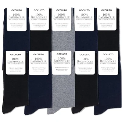 Abbildung von Occulto Herren 100% Baumwolle Socken 10 20er Pack (Modell: Ingo) 39 42 4 Paar Schwarz Navy 2 Grau
