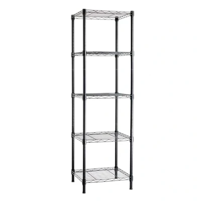 Abbildung von Amazon Basics Verstellbares Turmregal mit 5 Regalböden, Lagereinheit, Schwarz, 40.6 x 137.2 cm (T B H)
