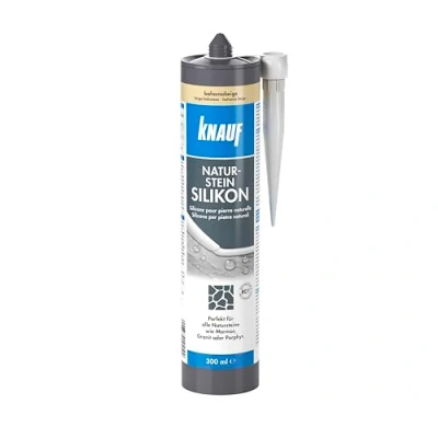 Abbildung von Knauf Naturstein Silicon Hochleistungs , Stein Silikon zum Abdichten, ideal geeignet für das Verfugen von Marmor und Granit, 300 ml, Anthrazit