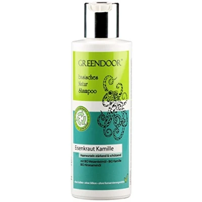 Abbildung von GREENDOOR Natur Shampoo Eisenkraut 200ml kraftloses Haar, ohne Sulfate/Silikon, basische Haarpflege + BIO Öle natürlich Tierversuche, natural, biologisch abbaubar outdoor geeignet Naturkosmetik