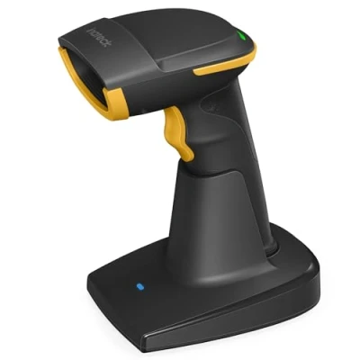 Abbildung von Inateck 2D Kabelloser Barcode Scanner, Bluetooth 5.0, 2.4Ghz Intelligente Station, Bildschirm Scannen, BCST 54 (schwarz)