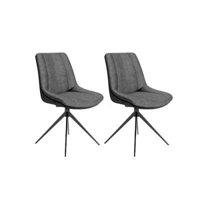 Abbildung von byLIVING Esszimmerstuhl Phoenix / 2er Set/Stoff anthrazit/Bouclé dunkel grau/Sitzschale 360 drehbar u. Rückholfunktion/Gestell Metall schwarz 2 Stück Wohnzimmerstuhl/B 50, H 88, T 62 cm