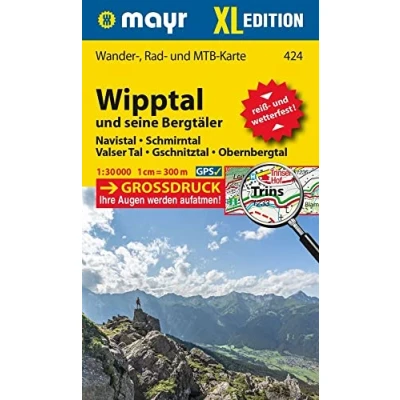 Abbildung von Mayr Wanderkarte Wipptal und seine Bergtäler 1:30.000: Wander , Rad Mountainbikekarte, extra grossdruck, reiß wetterfest