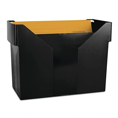 Abbildung von DONAU 7422001PL 01 Hängemappenbox mit 5 Hängemappen Free/ Hängeregister aus Bruchsicherem Kunststoff/ Praktische File Box für Ordner Mappen A4/ Farbe: Schwarz