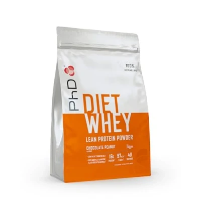 Abbildung von PhD Nutrition Diet Whey Protein Pulver 1kg Schokolade Erdnuss, Kalorienarmes High Eiweißpulver zur Diät Unterstützung mit 16g Eiweiß pro Portion