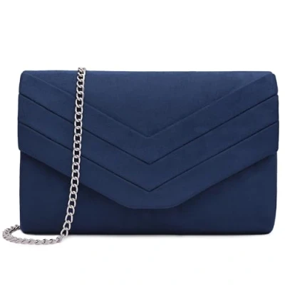 Abbildung von Milisente Damen Clutch, Wildleder Handtasche Clutch Umschlag Crossbody schultertasche Tasche Abendtasche Marineblau (Blau)