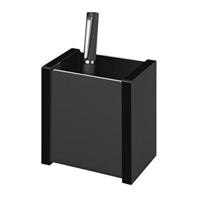 Abbildung von Wedo 634001 Stiftköcher Black Office aus Acrylglas, Gummifüße 8, 7 x 6 9, cm, im Geschenkkarton, Schwarz