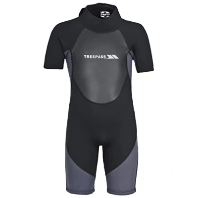 Abbildung von Trespass Scuba, Black, 2/3, Kurzer 3mm Neoprenanzug mit 7mm Reißverschluss für Kinder / Jungen 2 12 Jahre, 3 Schwarz