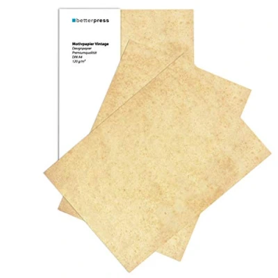 Abbildung von Betterpress® 100 Blatt Vintage Briefpapier Vintagepapier, Elefantenhaut Papier, DIN A4 Altes Retro Papier beidseitig hochwertige 120 g Mittelalterliches marmoriert, Urkunde, Speisekarte