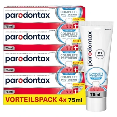 Abbildung von Parodontax Complete Protection Zahnpasta mit Fluorid, 4x75ml, hilft Zahnfleischbluten zu reduzieren und vorzubeugen