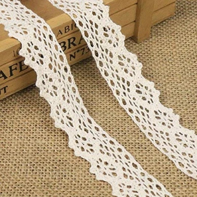 Abbildung von showll 10 Meter Vintage Spitzenband Beige Spitzenborte Häkel Borte Spitze Nähen Spitzenbordüre Geschenkbox Deko